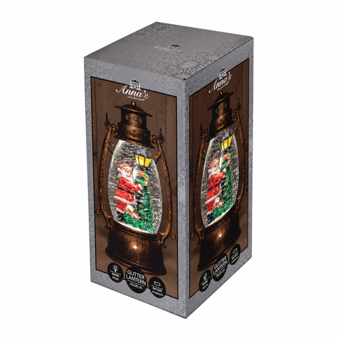 Laterne Weihnachtsmann in Glitzerwasser LED