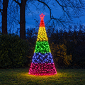A vibrant multi-colored led christmas tree light display with red star topper baum stern 480 led outdoor 3.2 m