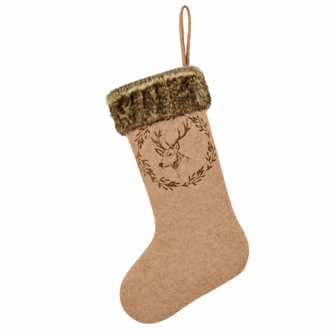 Weihnachtsstrumpf aus Filz mit Rentiermotiv – 25×45 cm