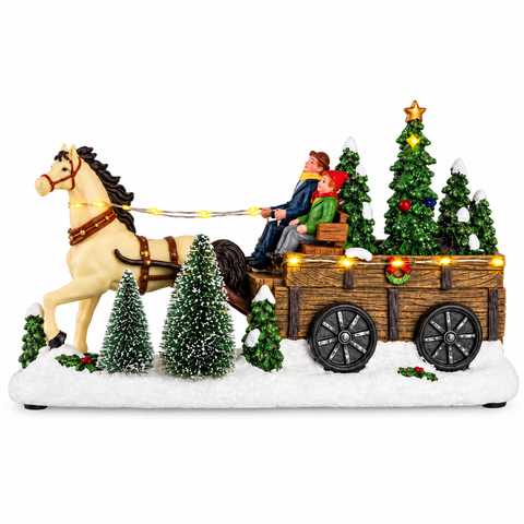 LED Szene Kutsche warmweiße LED bunt 11x30x17cm