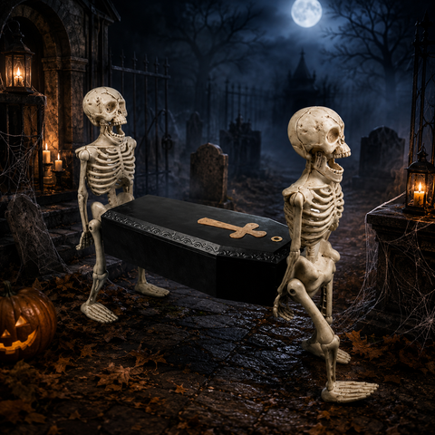 Besessene skelettierte Sargträger 50x43x16 cm
