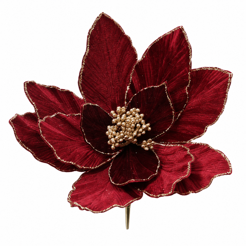 Poinsettia auf Clip Samt 28x13cm