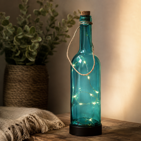 LED-Flasche mit Kordel warmweiß 8x31 cm