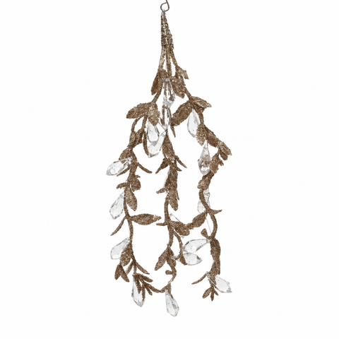Blatt Hänger Glitzer champagner 0,5 × 1,5 × 18 cm