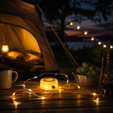 Campinglampe mit ausziehbarer Lichterkette 10x10x5cm – Lifestyle Home & Garden