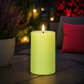 Solarkerze grün 7x7x12,5 cm mit leuchtender limegrüner led kerze und realistischem flammenlicht für außenbereiche