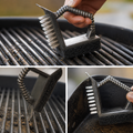Grill reinigungsbürste mit metallbürste, spiralförmigem griff, steifen borsten und schwarzem scheuerpad