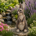 Gartenfigur hase 20x26x485 cm graue lebensechte hasenstatue mit texturierter fellstruktur und aufrechten ohren am bachufer