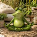 Grüner glänzender keramischer yoga frosch 31,5x17,5x25,5 cm in meditativer pose mit gekreuzten beinen