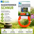 Helle orange trimmer-schnur 15 meter lang für rasenmäher verpackt in alma garden markenkarte