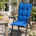 Bright blue cushioned outdoor recliner chair with black metal frame from florence hochlehner 120x50x5cm azurblau