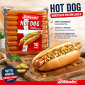 Böcklunder hot dog würstchen 10er 413g im klaren kunststoffbeutel mit roten und weißen etiketten und zehn würstchen