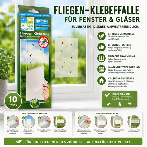 Green and white verpacktes alma garden fliegen klebefalle 10er set für fenster und glas zur insektentfernung