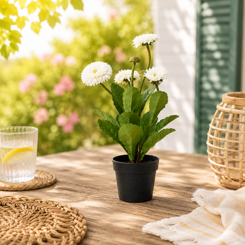 Chrysantheme im Topf