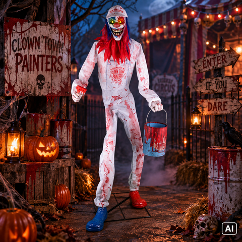 Clown mit Farbeimer animiert 213 cm