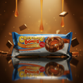 Cravingz caramel-donut snack bar mit schokoladenüberzogenen kuchen in blau weißer verpackung von jouy & co