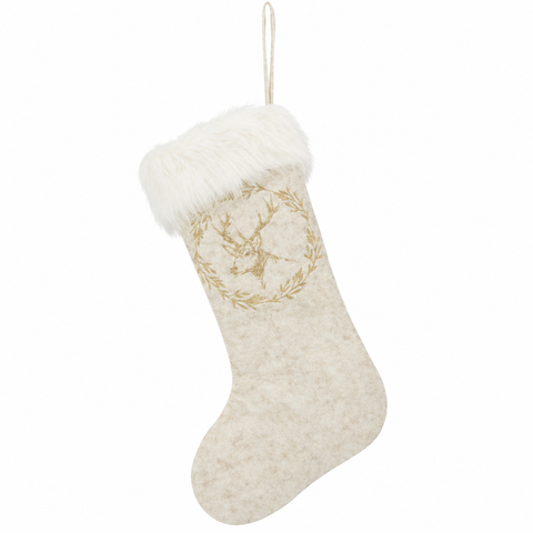 Weihnachtsstrumpf aus Filz mit Rentiermotiv – 25 × 45 cm