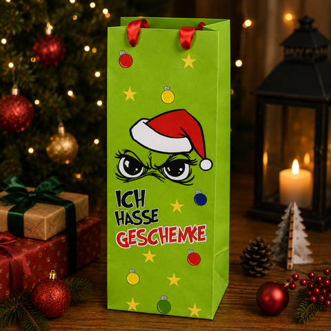 Flaschentasche "Ich hasse Geschenke"  12x36x8 cm
