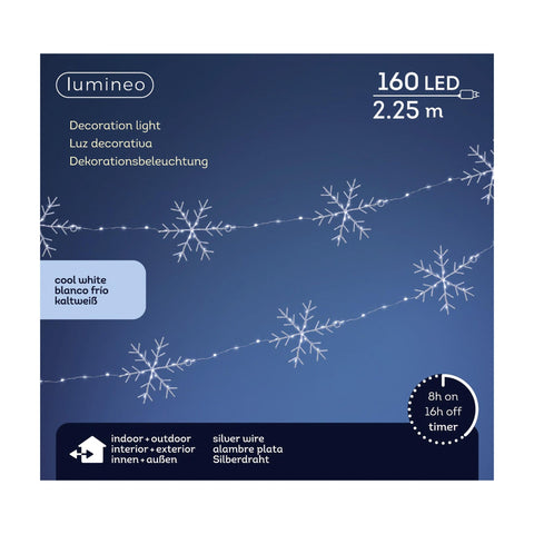 Mikro-LED Girlande Schneeflocken 160 LED / 2.25 m
