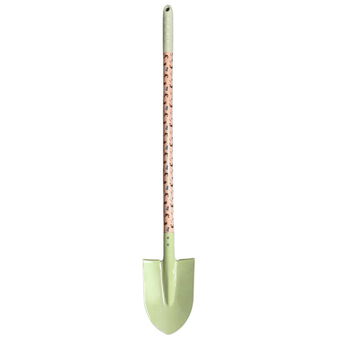 Pastellgrüne gartenschaufel eisen pu der bär 79 cm mit langem griff und hundemuster aus schwarz und grau