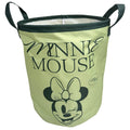 Lightgrüne disney pflanzentasche minnie 40 cm aus stoff mit schwarzen griffen und minnie mouse print