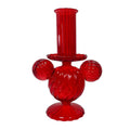 Vibranter roter kerzenständer liebe mickey ohren kl mit verspieltem rundem glasdesign und zwei kugelohren am fuß