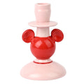 Glänzender roter und rosa kerzenständer aus keramik mit ikonischen mickey mouse ohren kerzenständer liebe mickey ohren