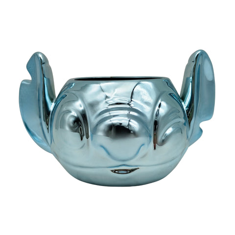 Blumentopf Keramik 3D Stitch blau metallic 9 cm