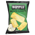 Grüne und schwarze tüte dipple mais chips sourcream und onion 90g mit zwiebelgeschmack