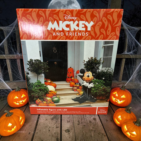 Disney mickey maus vampir aufblasfigur 120 cm mit led-lichtern, schwarzem robe und weißen handschuhen