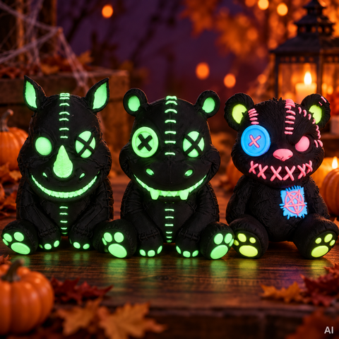 Horror Tier sitzend "Glow in the Dark" klein