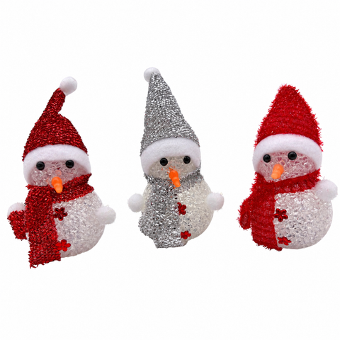 LED Schneemann "Kristall" 1 LED 9cm warmweiß 3 Designs