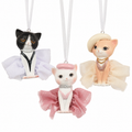 Drei elegante anhänger katze figurinen in tutu mit perlen und goldketten 4,3x5x9 cm