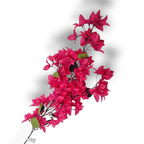 Vibranter fuchsia drillingsblumen zweig 120 cm mit glänzenden grünen blättern und dunklen stielen