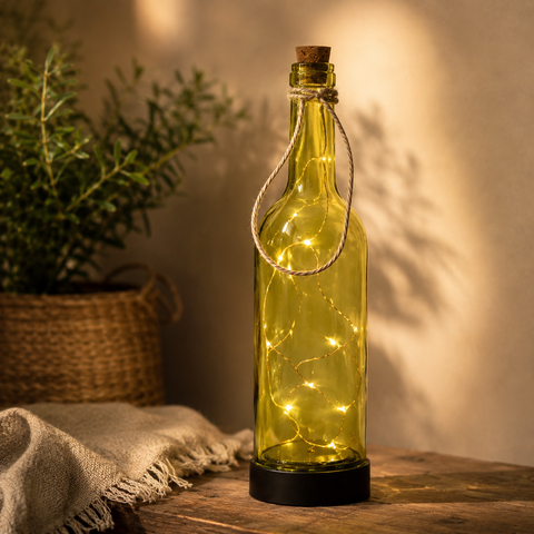 LED-Flasche mit Kordel warmweiß 8x31 cm