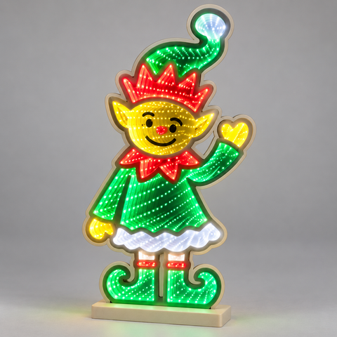 LED Infinity Lebkuchen Rentier Wichtel 37 cm