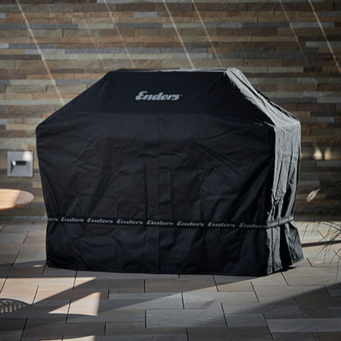 Schwarze enders premium wetterschutzhülle aus stoff mit weißem enders logo oben gestickt
