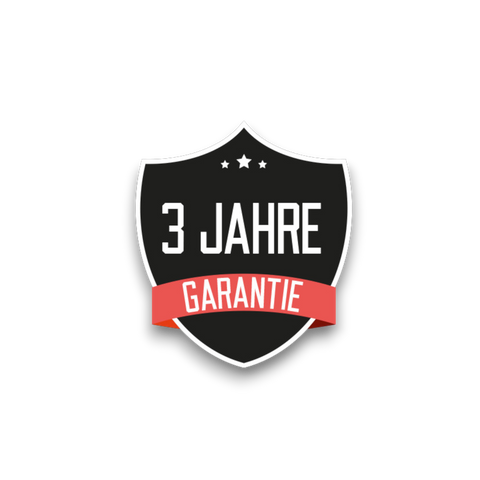 Schwarzes schildlogo mit weißem rand drei weißen sternen und rotem band 3 jahre garantie bei enders premium wetterschutzhülle
