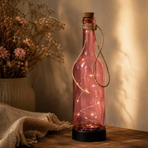 LED-Flasche mit Kordel warmweiß 8x31 cm