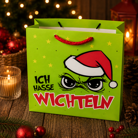 Geschenktasche "Ich hasse Wichteln"  27x21x10 cm
