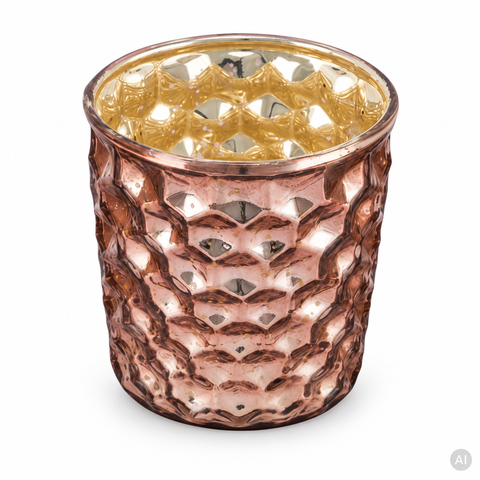 Glaswindlicht rosa gemustert 7x7x8cm