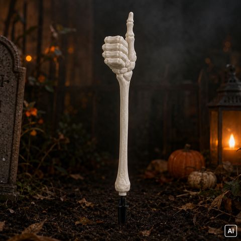 Gartenstecker "Skeletthand" weiß