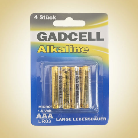 Gadcell alkalische aaa batterien 1,5 volt im blau-gelben blisterpaket für langanhaltende energie