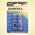 Gadcell alkaline knopfzellen sortiment 10er set mit verschiedenen größen lr621ag1 und lr41ag3 1,5v silbermetallic tops