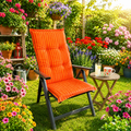 Orange gestreifter cushioned patio chair with dark frame from florence hochlehner 120x50x5cm gelb orange rot