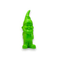 Grüner plastischer gartenwnom 5,5x5,5x17,5 cm mit spitzhut und lachendem gesicht