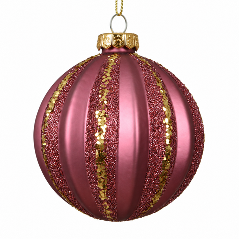 Kugel Glas grün rosa 8cm