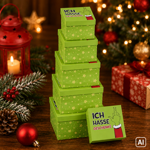 Geschenkboxen "Festtagsmuffel", 6er-Set