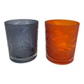 Windlicht Glas gefrostet lila orange 8x8x9.5 cm – Lifestyle Home & Garden