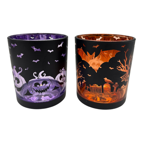 Glaswindlicht Halloween 9x9x10 cm mittel
